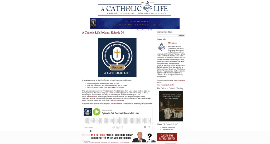 A Catholic Life website