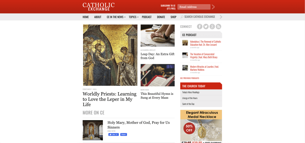 Catholic Exchange homepage