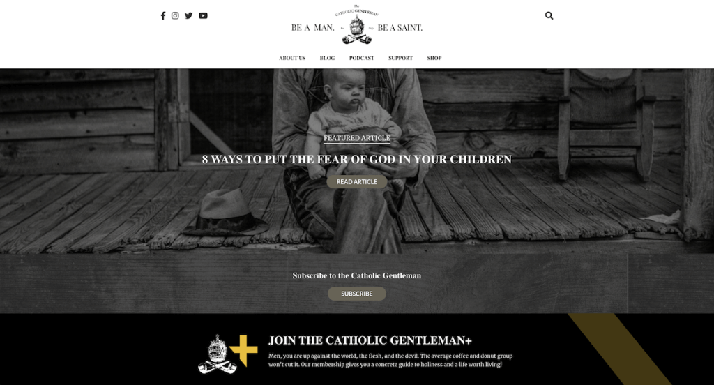 Catholic Gentlemen homepage screenshot