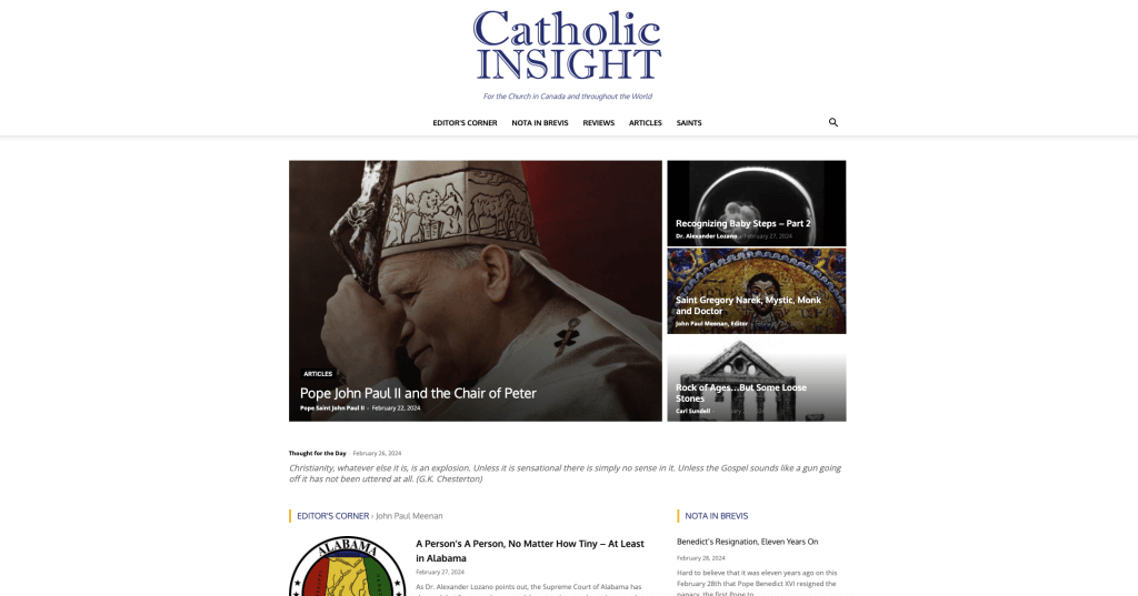 Catholic Insight webpage