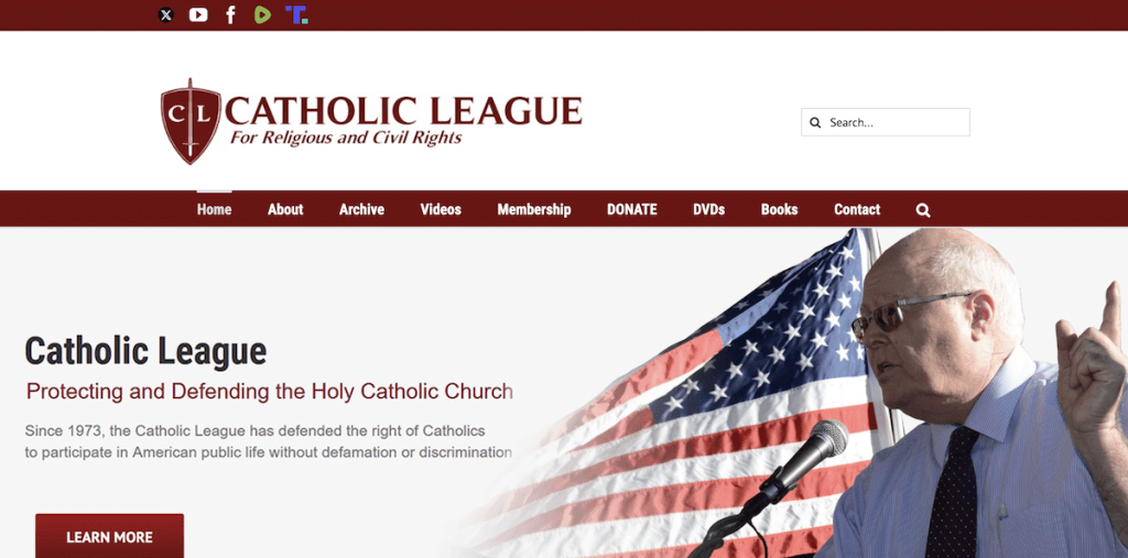 Catholic League homepage screenshot