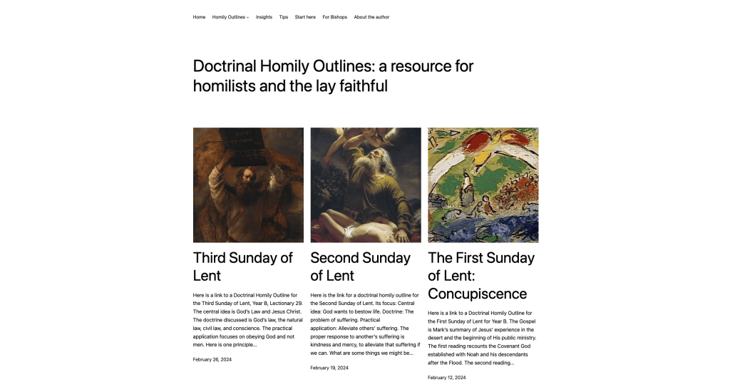 Webpage view of Doctrinal Homilies.