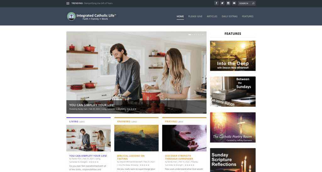 Integrated Catholic Life homepage