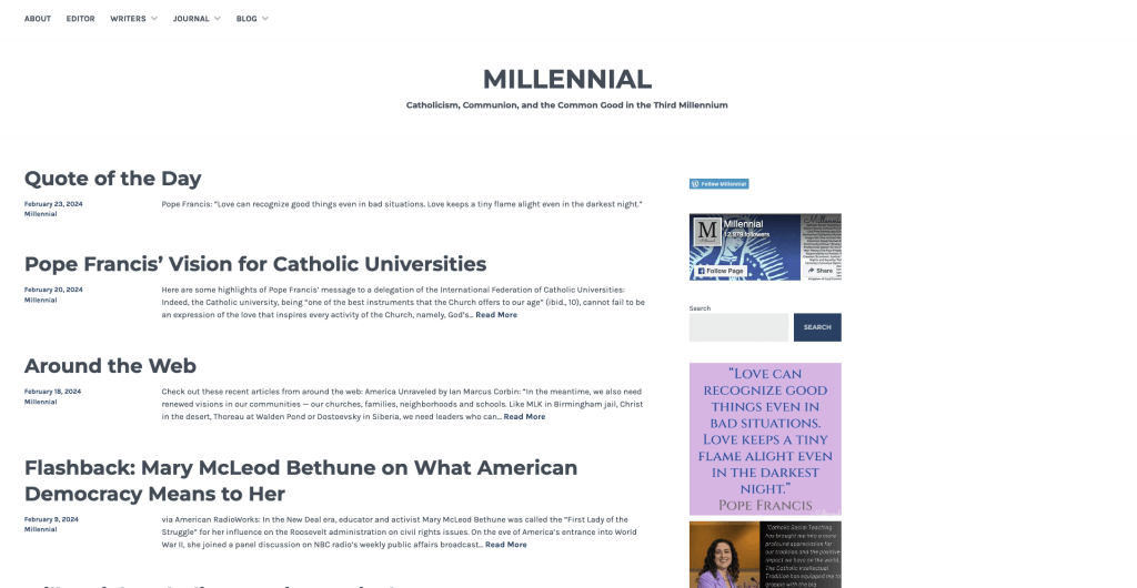 Millennial Journal homepage