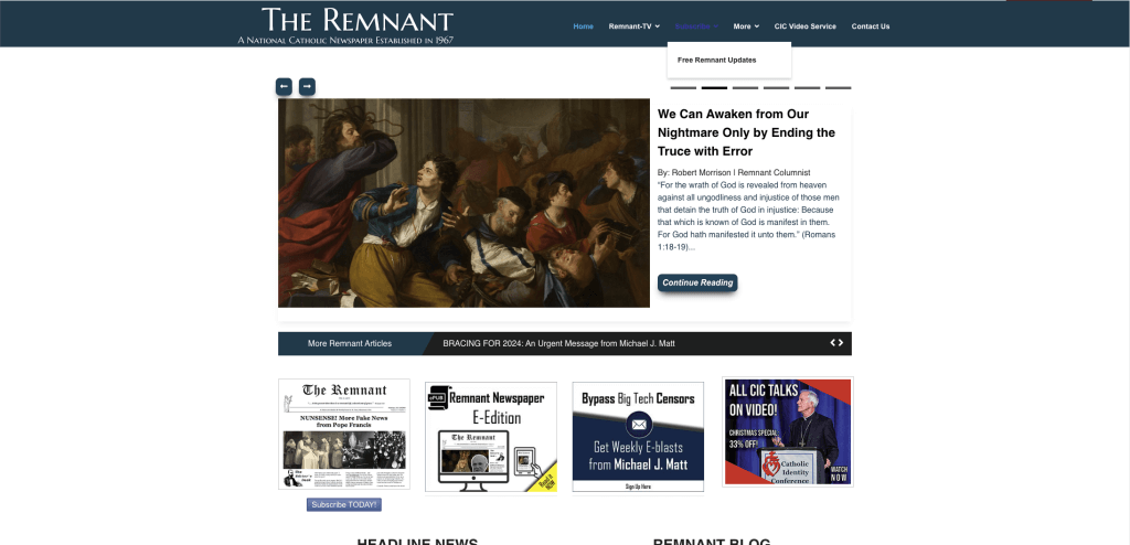 Remnant Newspaper homepage