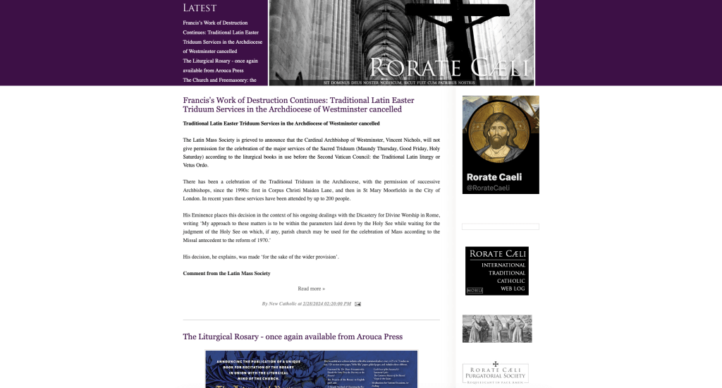 Rorate Caeli homepage